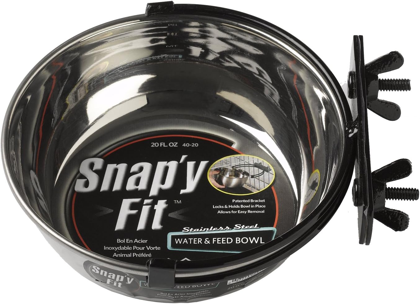 MidWest Homes for Pets Snap'y Fit Stainless Steel Food or Water Bowl, Holds 1 Quart, Mounts to Wire Crates, No-Tip Design, Rust-Resistant, for Dogs and Cats