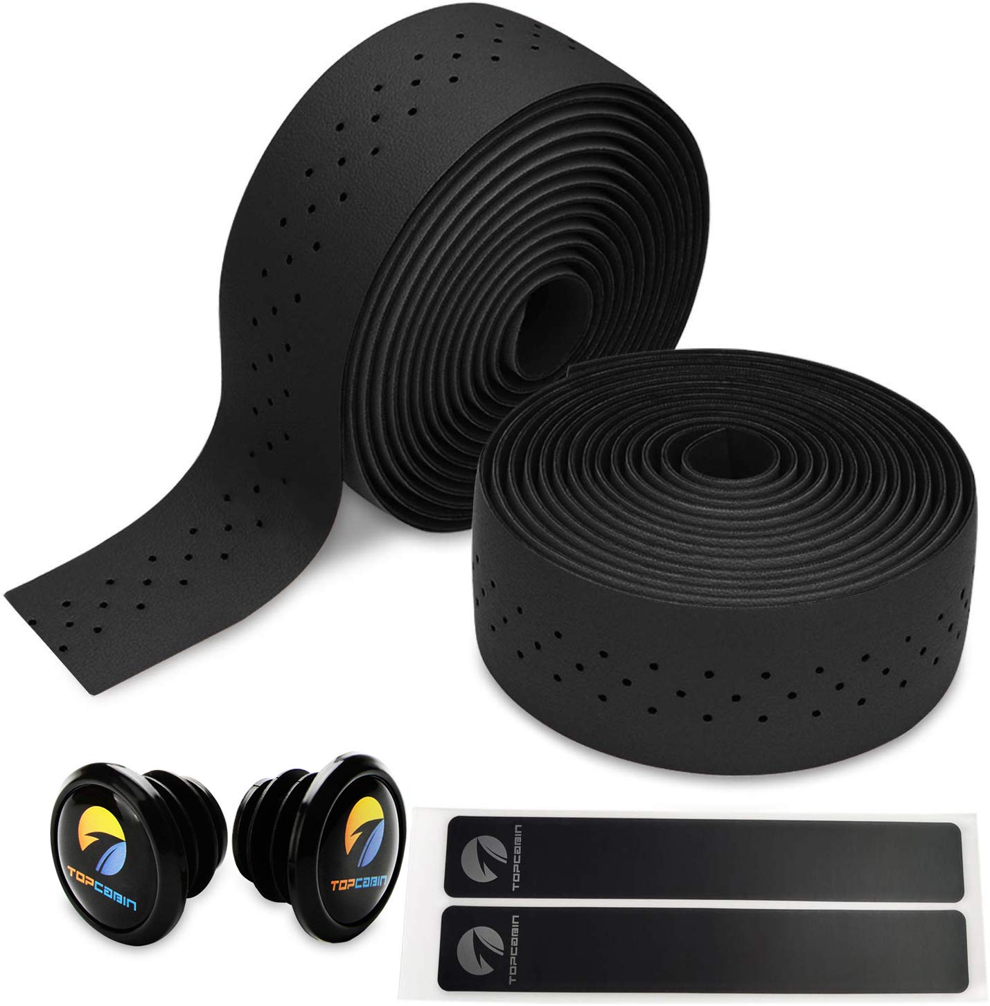 TOPCABIN® Camouflage Series Comfort Gel Road Bike Handlebar Tape Bike Bar Tape with Reflective Bar Plugs (Dark Brown(PU a Pair))