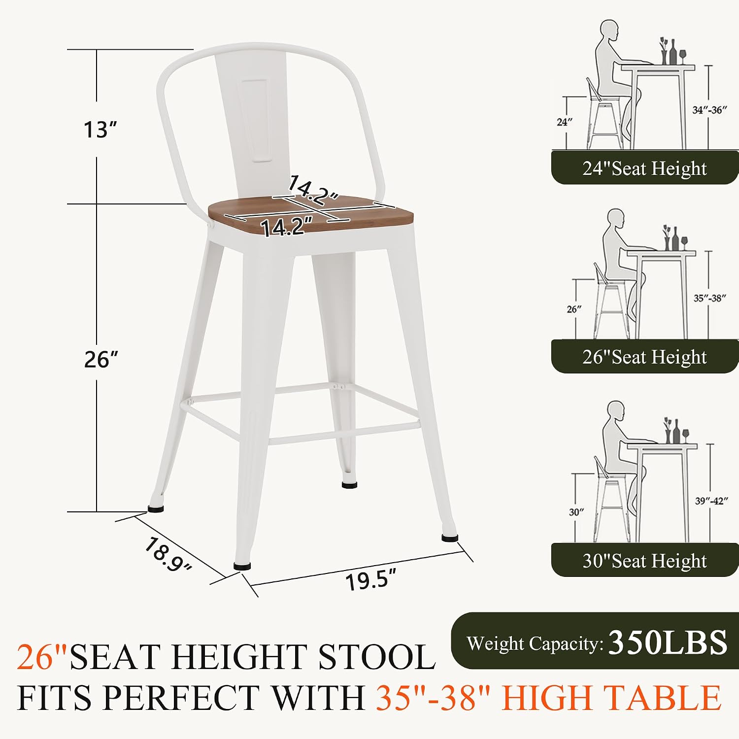 Aklaus Metal Bar Stools Set of 4