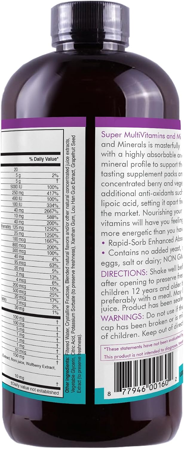 Liquid Super Multivitamin and Minerals, 16 oz | Premium Vitamins for Enhanced Absorption, Daily Supplement for Optimal Health and Wellness