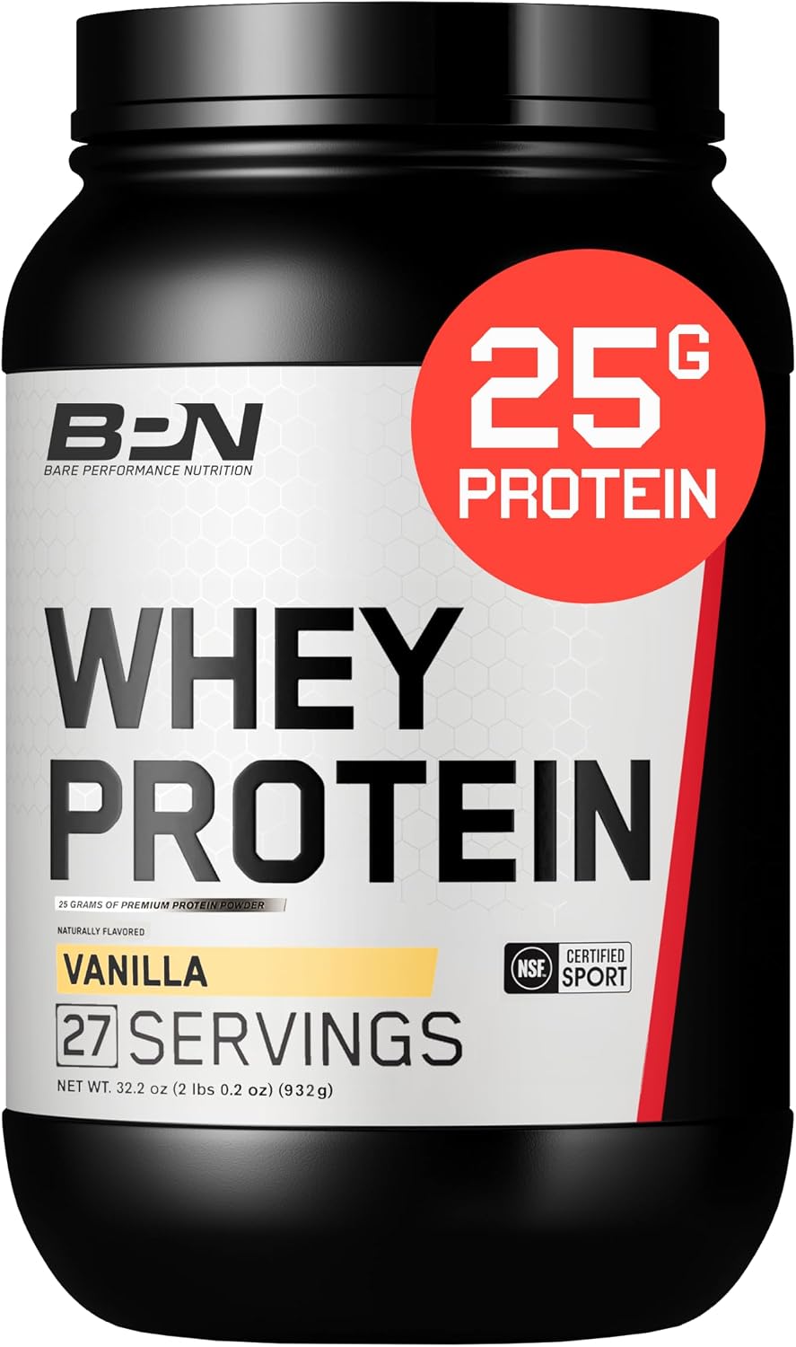 BARE PERFORMANCE NUTRITION, BPN Whey Protein + Casein Protein Powder Blend, Vanilla, 25g Protein per Serving Supports Lean Muscle Recovery