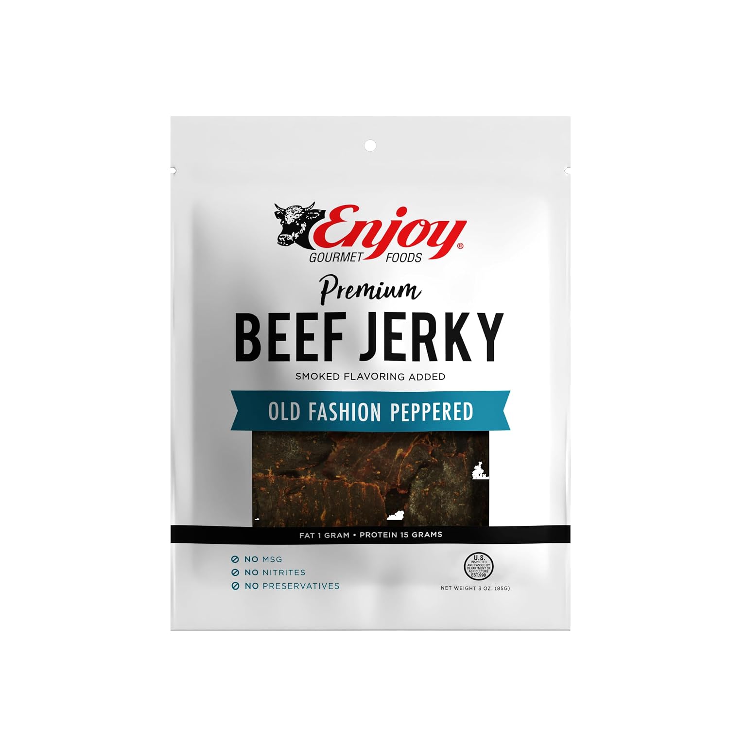 Enjoy Peppered Beef Jerky 8 oz (Pack of 1) | High Protein | No Nitrites