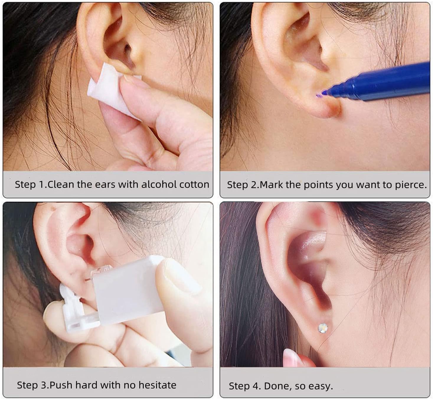 XUKEKOY 2 Pack Self Ear Piercing Gun Earring Disposable Piercing Kit No Pain Easy Use Ear Piercing Gun Kit Tool with Stud (White)