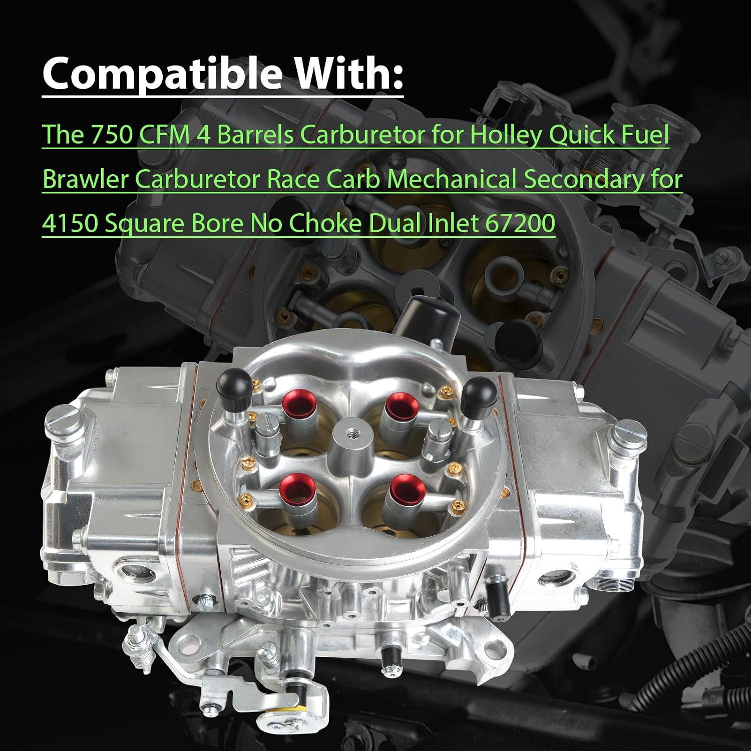 BR-67200 Carburetor for Holley Quick Fuel Brawler 750 CFM 4 Barrel Mechanical Secondary Carburetor 4150 Square Bore No Choke Dual Inlet