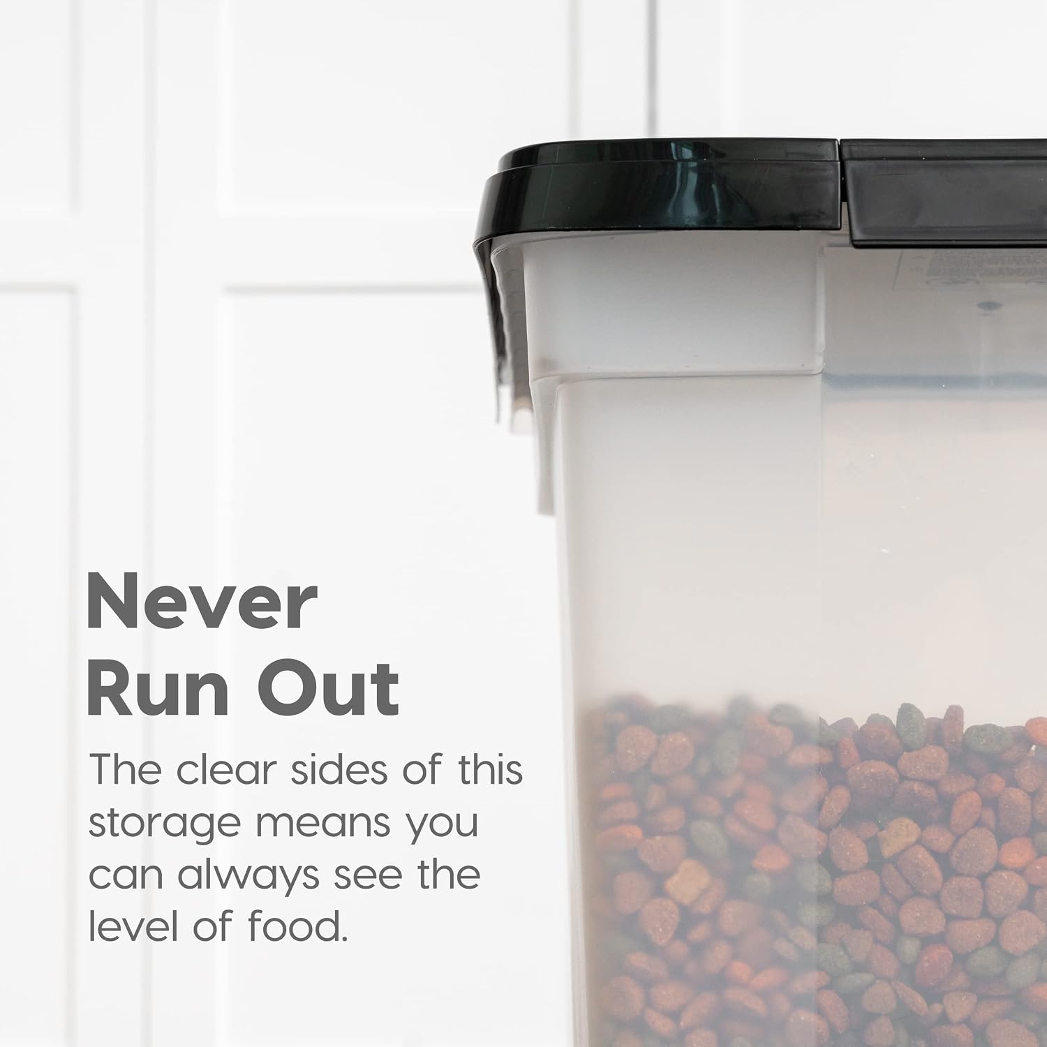 IRIS USA Dog Food Storage Container, Up to 25 lbs, Black, Made in USA | Wheels for Mobility, Airtight Seal, BPA-Free, Best for Bird Seed, Cat food, Cat Litter, Chicken Feed, Pellets