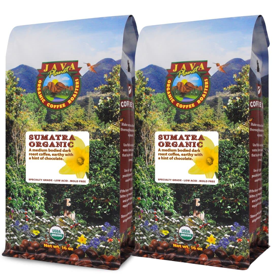 Java Planet Low Acid Organic Espresso Beans, Dark Roast Coffee Beans, 16 oz