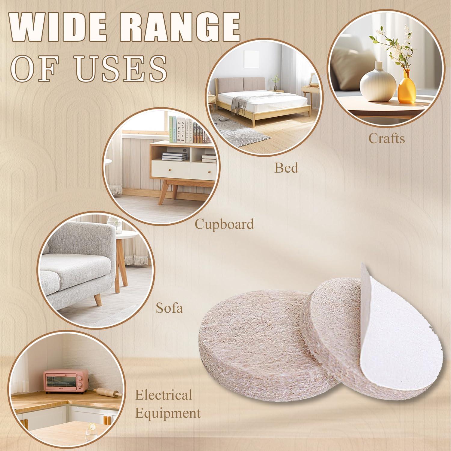 Yelanon Felt Furniture Pads 56 Pcs for Hardwood Floors Brown