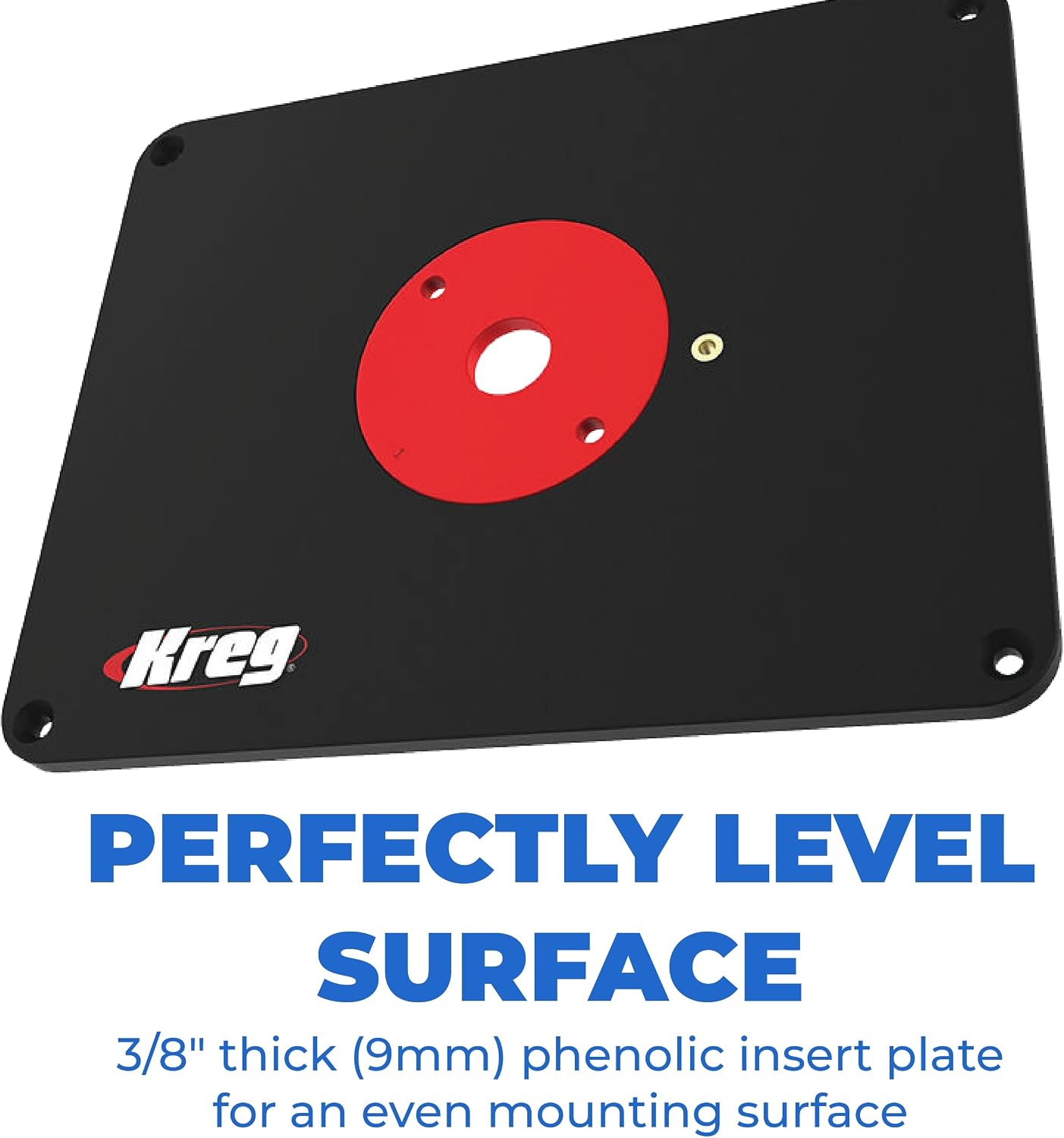 Kreg Precision Router Table Insert Plate - Predrilled for Porter Cable 690 890 and Bosch 1617 Routers - Level-Loc Rings - PRS4036