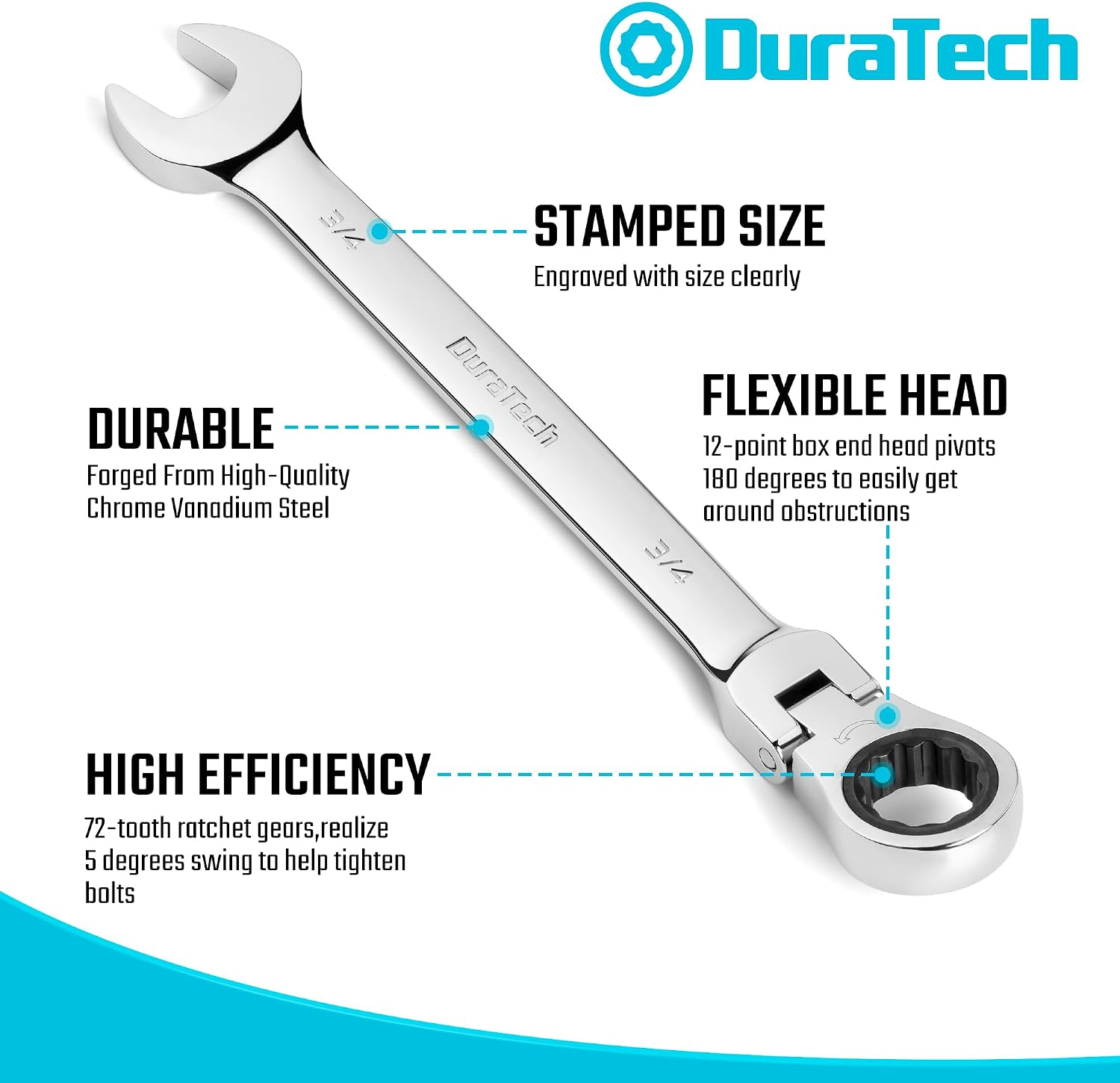 DURATECH 22-Piece Ratcheting Wrench Set, Combination Wrench Set, Metric&SAE
