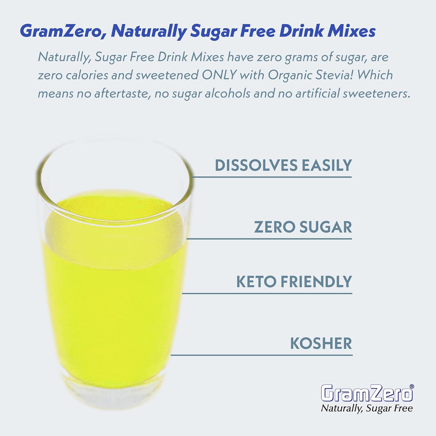 GramZero Raspberry Blush, Sugar Free Drink Mix, Pitcher Pack, Great For Nutrition Club Loaded Tea, Zero Calorie, Stevia Sweetened