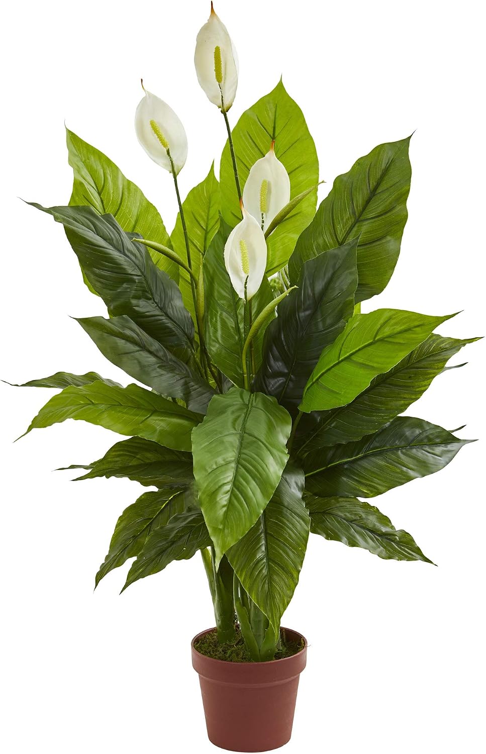 Nearly Natural 42 in Artificial Spathiphyllum Peace Lily Real Touch Plant | Silk Leaves with White Flowers