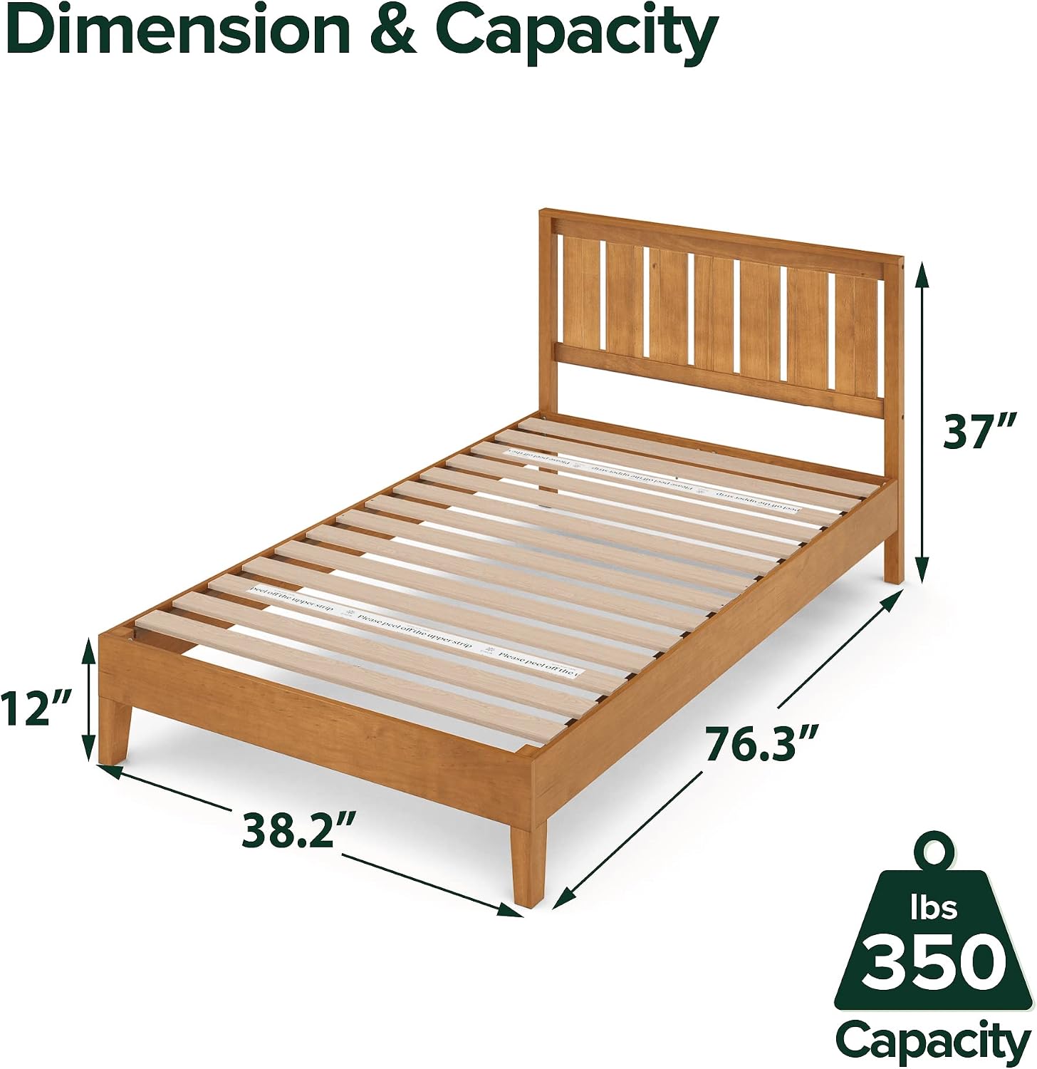 ZINUS Vivek Deluxe Wood Platform Bed Frame with Headboard, Wood Slat Support, No Box Spring Needed, Easy Assembly, Queen | Slatted Headboard, Wood Slat Support, No Box Spring Needed, Contemporary Design, Easy Assembly