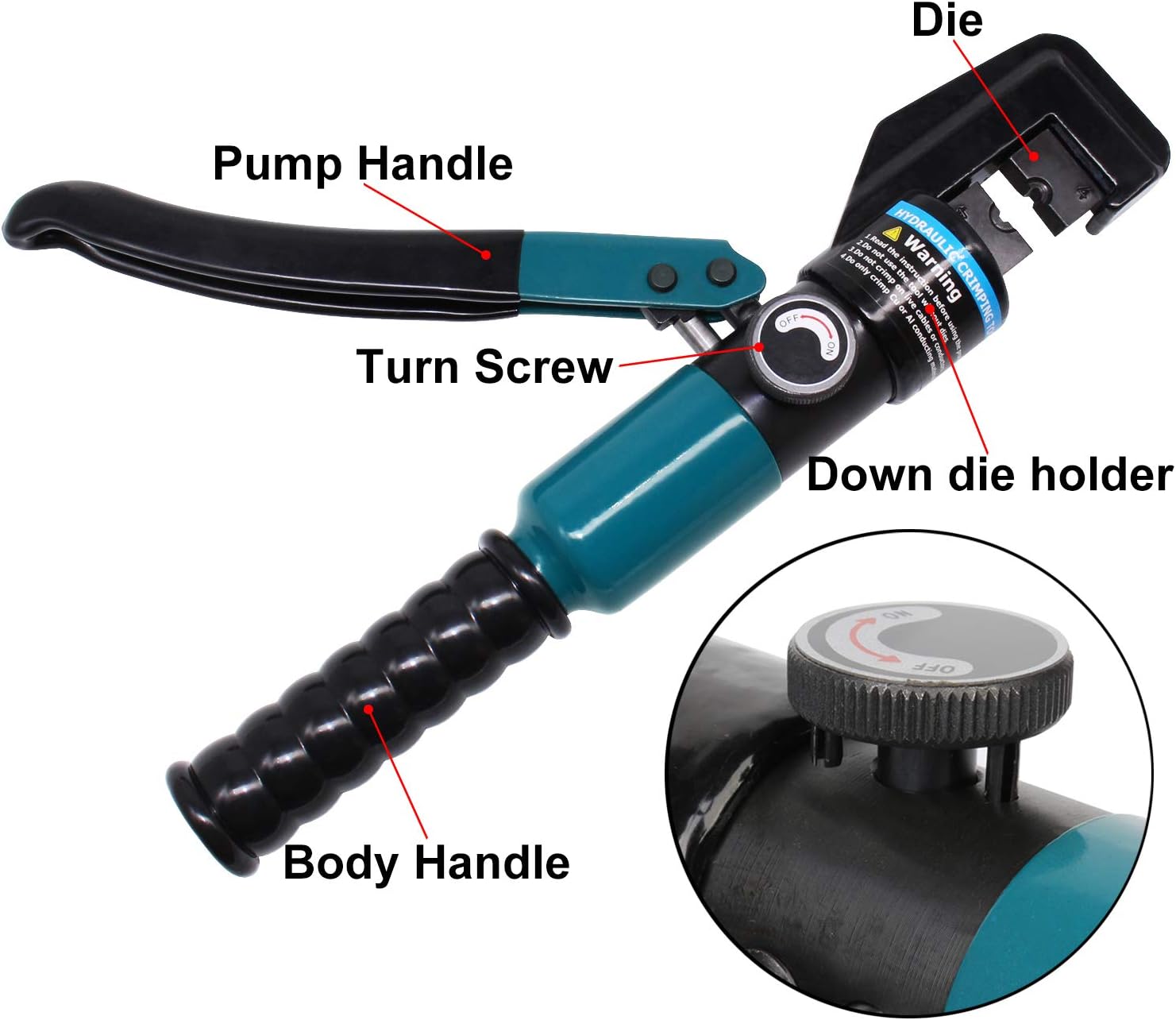 BLIKA 10 Ton Hydraulic Crimping Tool and Cable Cutter, Hydraulic Wire Battery Cable Lug Terminal Crimper Crimping Tool with 11 Dies