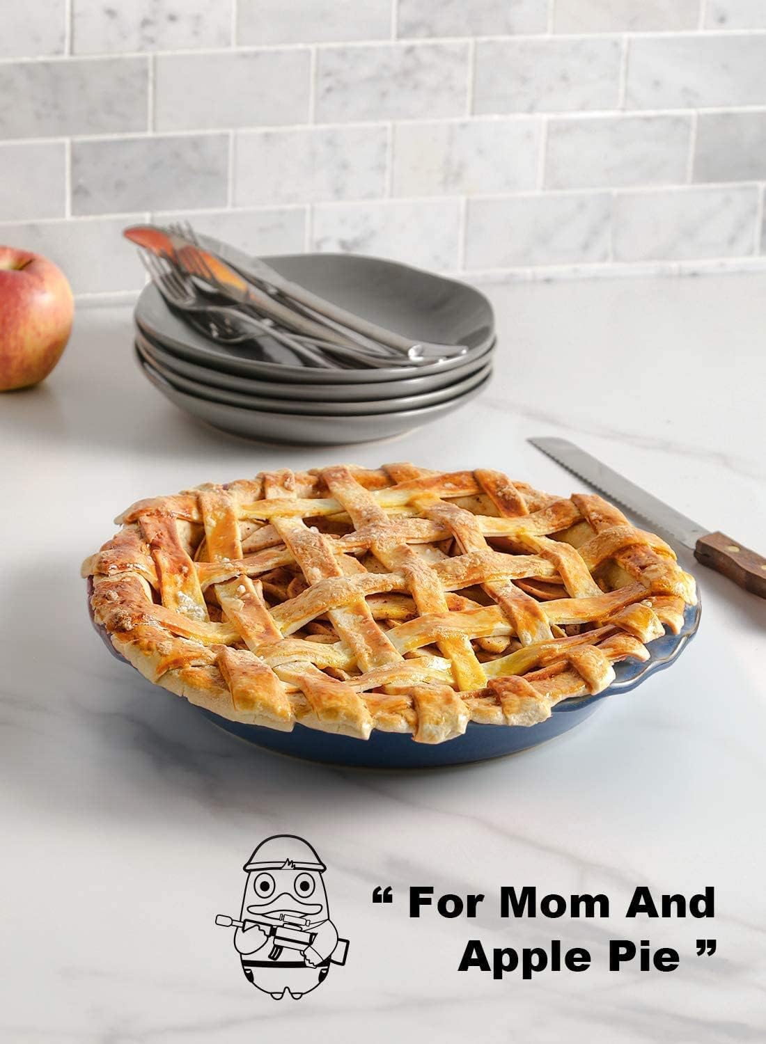 LE TAUCI Ceramic Pie Pans Plate for Baking, 9 inch Deep Dish Baking Dish, 52 ounce Bakeware for Apple Pecan Pie, Set of 2, White