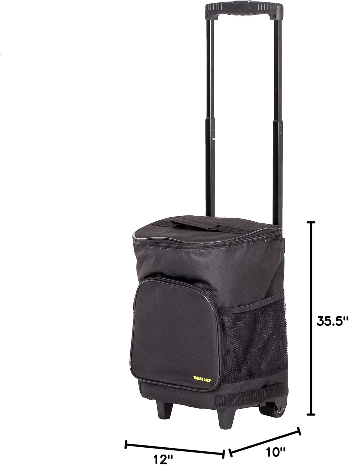 Ultra Compact Cooler Smart Cart with Wheels - Collapsible Insulated Cooler Bag - Foldable Travel Cooler 36 Cans - Leak Proof Trolley - Black