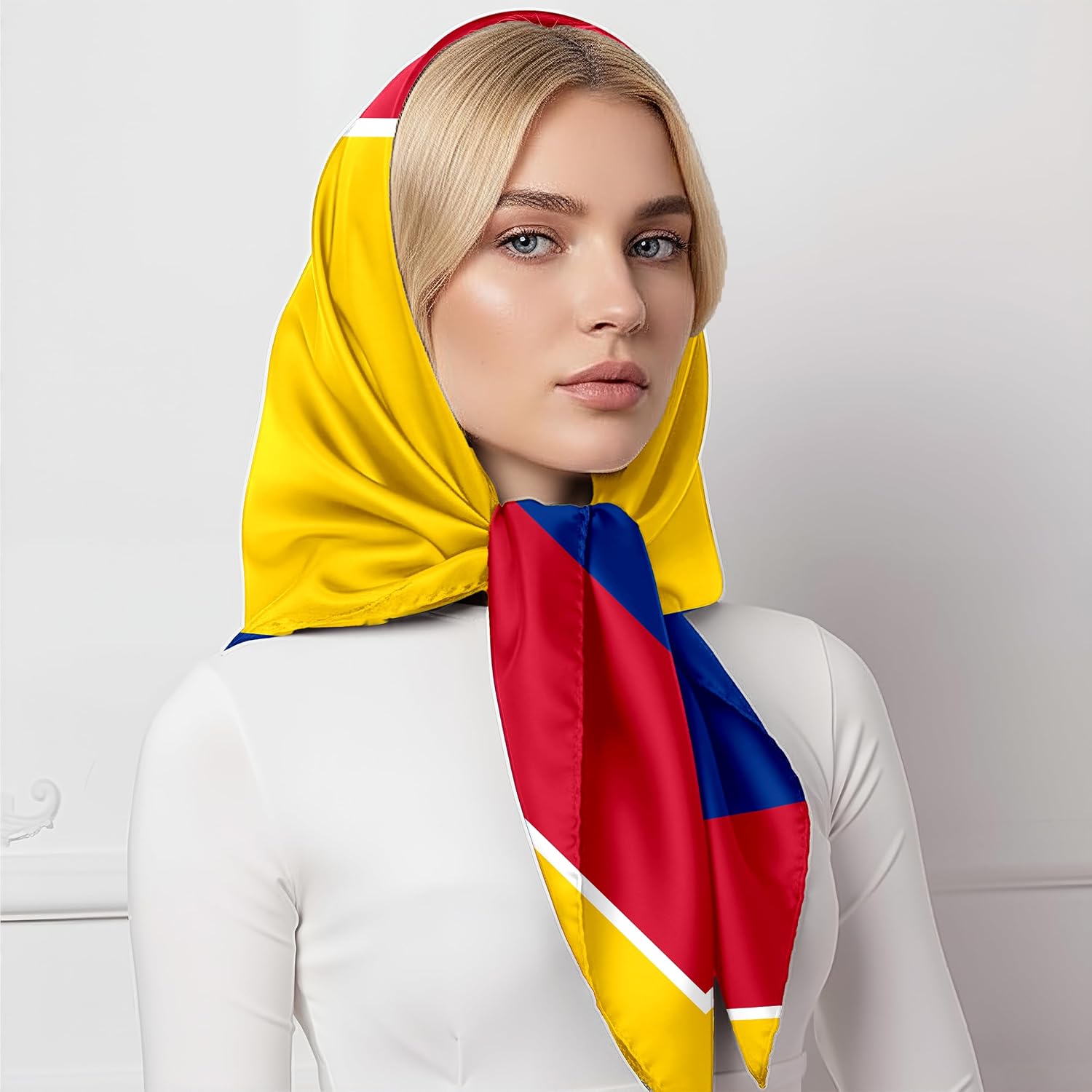 Fashion Bandana Women,Flag Silk Scarf,27.5x27.5 Large Square bandanas,Satin Hair for Sleeping,Travel,for Gift
