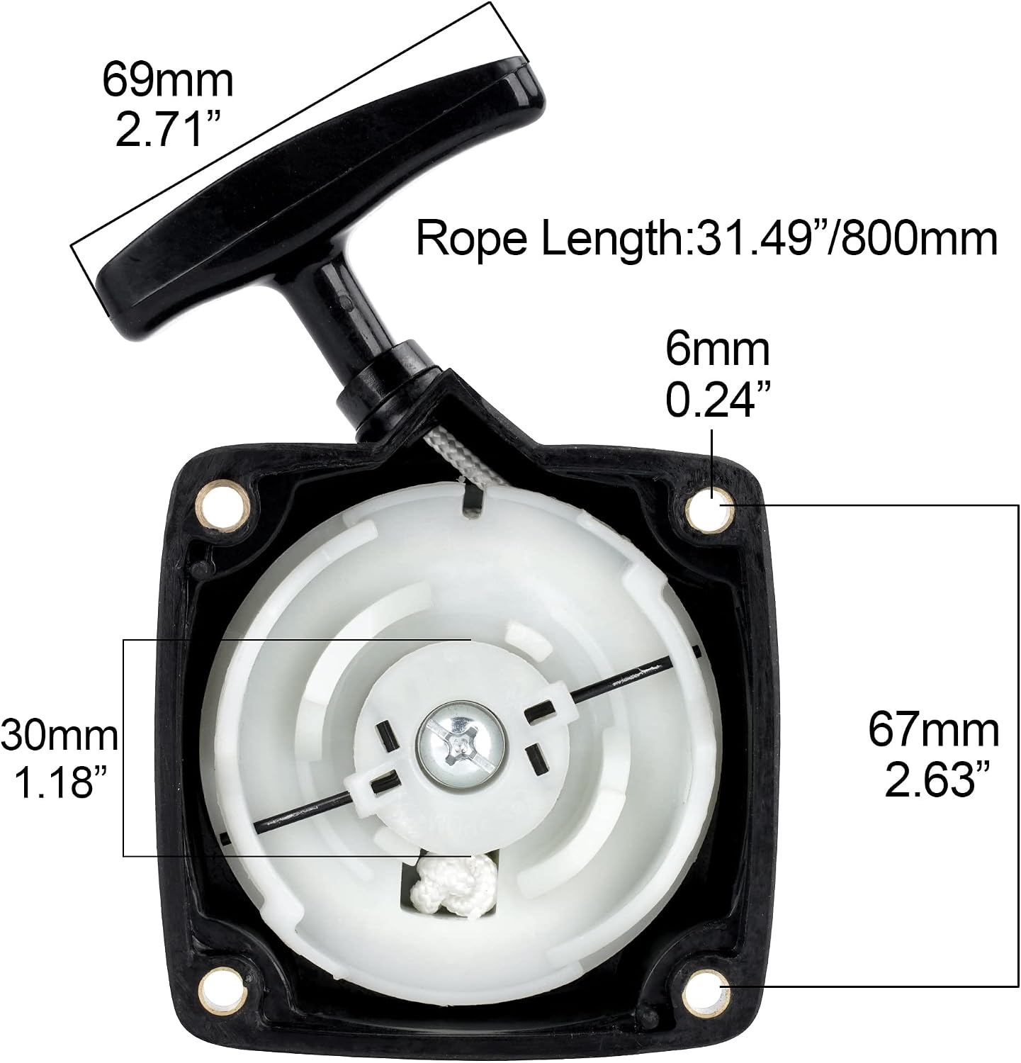 Pull Starter Replacement - 43cc 49cc 52cc 2HP Predator Earth Augers 63022 Pocket Bike Gas Petrol Scooter -Upgraded Wheel Core & Recoil Spring | for
