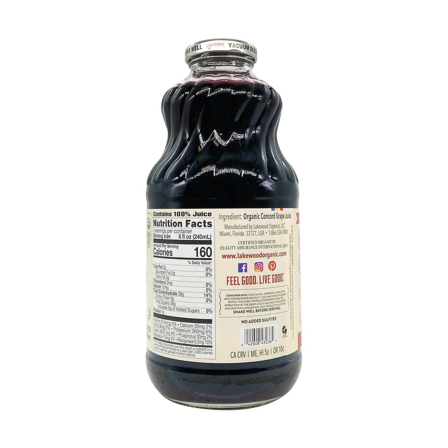 Lakewood Organic Pure Concord Grape Juice, 32 oz
