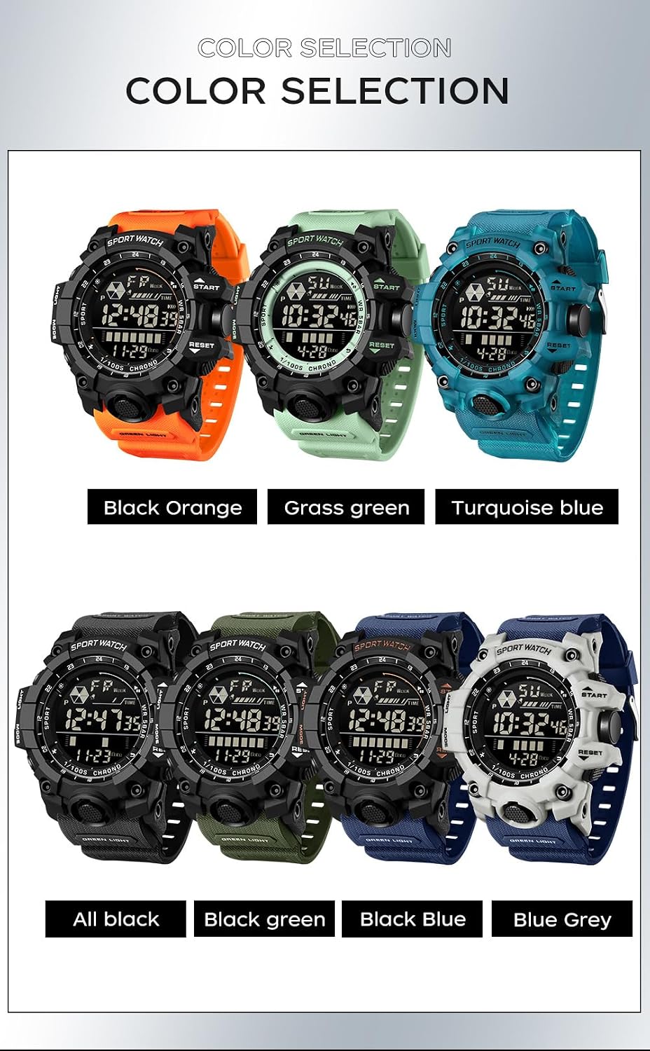 FANMIS Men's Digital Sport Watch Military LED Alarm Waterproof Quartz Watch | Tactical Outdoor Sport Watch Multi Function Led Display Alarm Stopwatch Date Quartz Rugged Style Daily Water Resistance