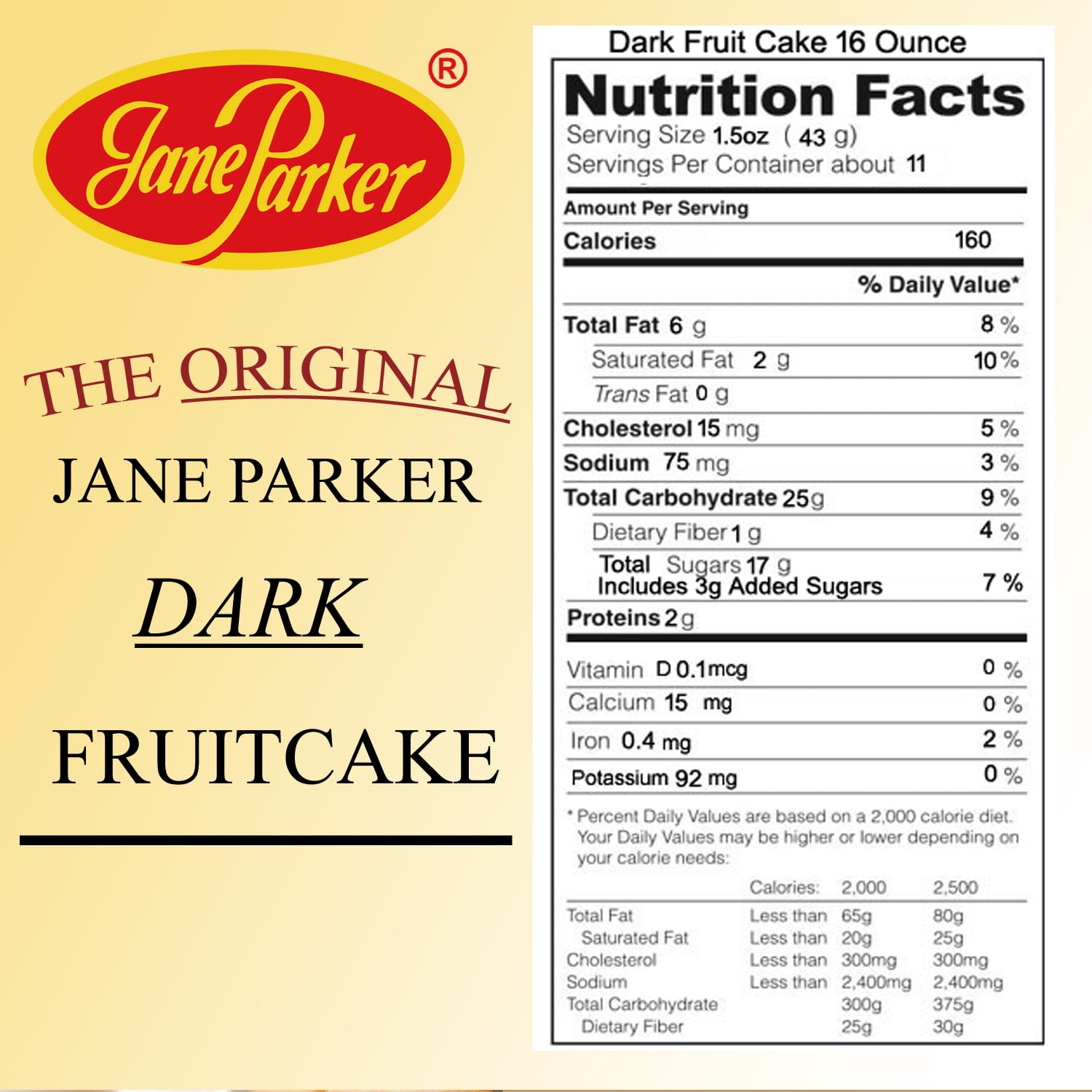 Jane Parker Fruitcake Dark Fruit Cake 1 pound (16 Ounce) Loaf in a Collectible Holiday Tin-Christmas Cake-The Best Fruitcake You Can Buy
