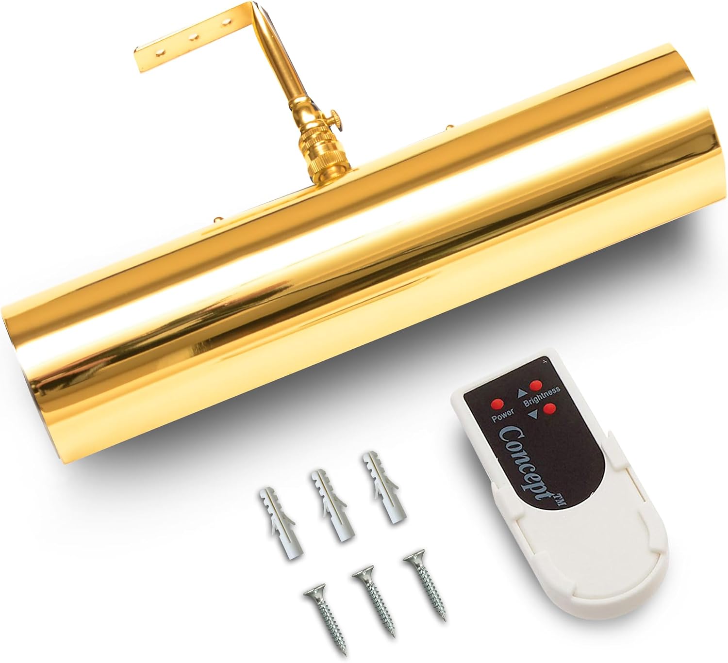 Concept Lighting 102L Cordless Remote Control LED Picture Light- 11 1/2 inch Antique Brass With Silver Undertones