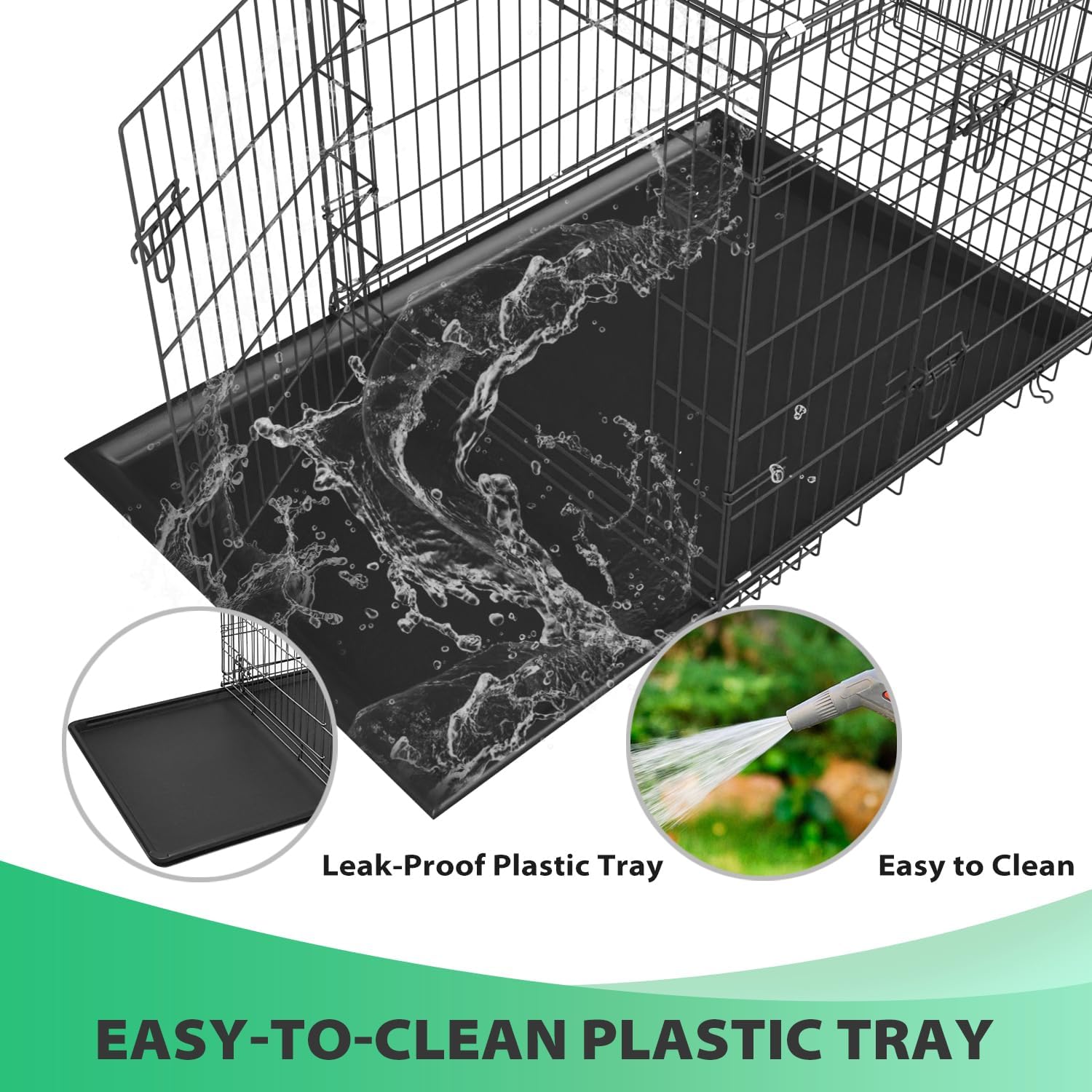 BestPet | Dog Crate | 48" | Black | Foldable Metal Kennel with Double Doors