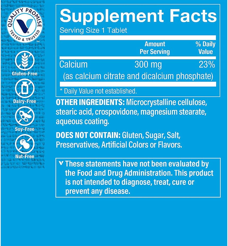 The Vitamin Shoppe Brand Calcium Citrate 300 MG, 300 Tablets | Highly Absorbable Calcium Supplement for Bone Strength