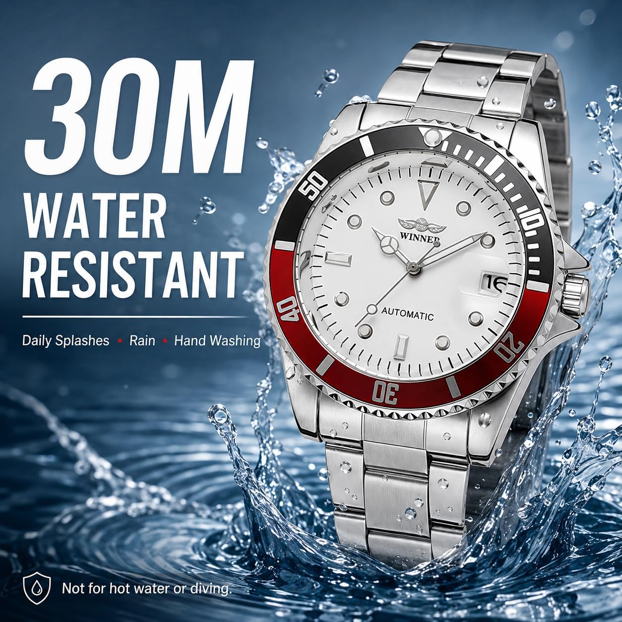 MASTOP Mens Automatic Mechanical Watches Stainless Steel Waterproof Luxury Watch for Men Reloj Automático para Hombre