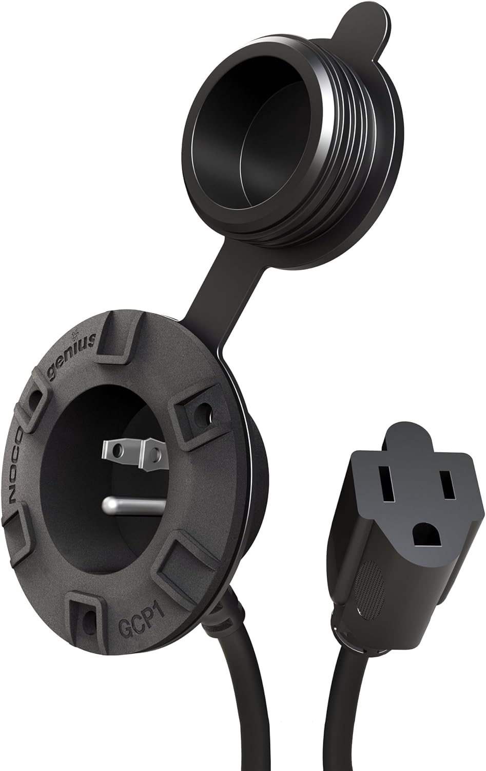 NOCO GCP1 15A AC Port Plug, 125V Power Inlet Socket, and Waterproof Electrical Outlet Receptacle Box with 16-Inch Integrated Outdoor Extension Cord
