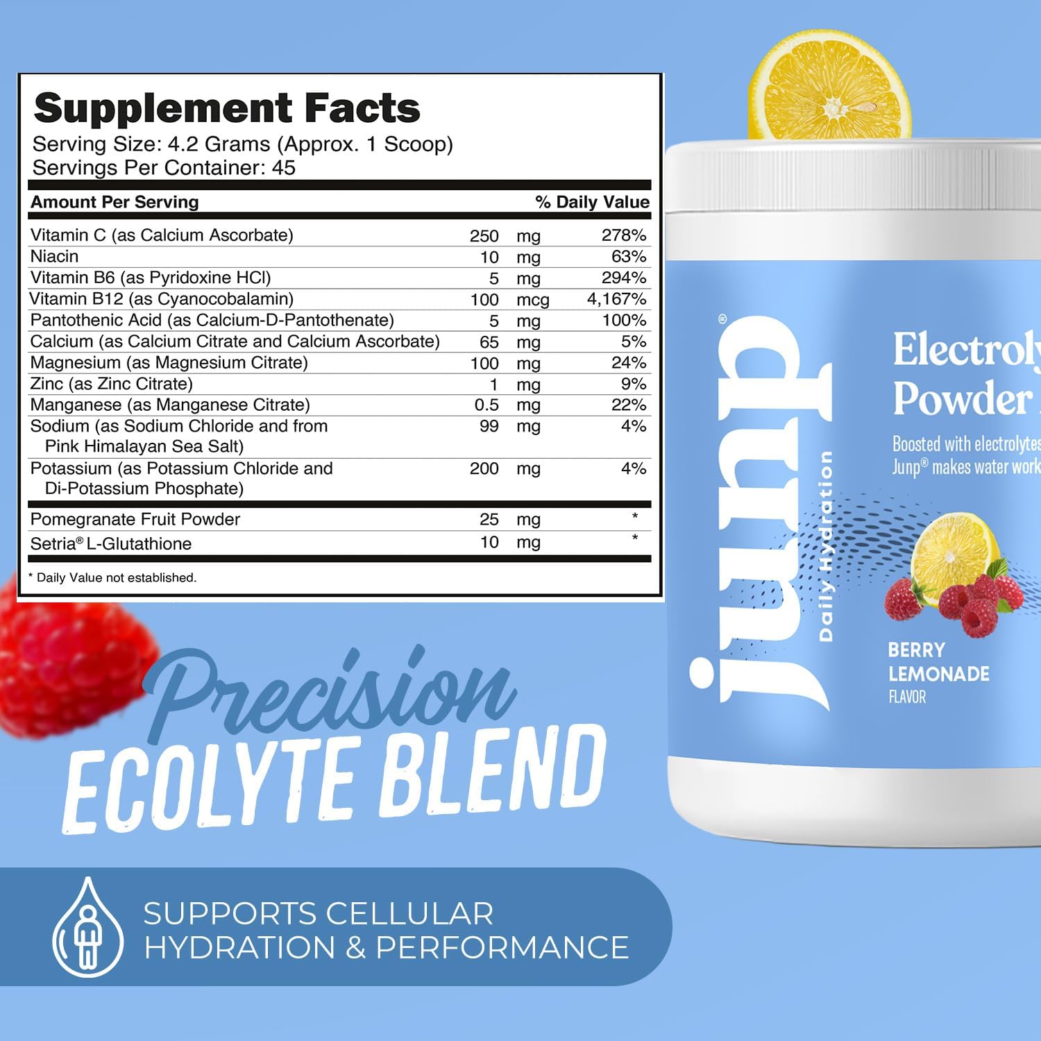 JUNP Electrolytes Powder No Sugar No Carbs – Lemonade Keto Electrolyte Drink Mix - Potassium & Salt Hydration Powder Electrolytes - Zero Calorie