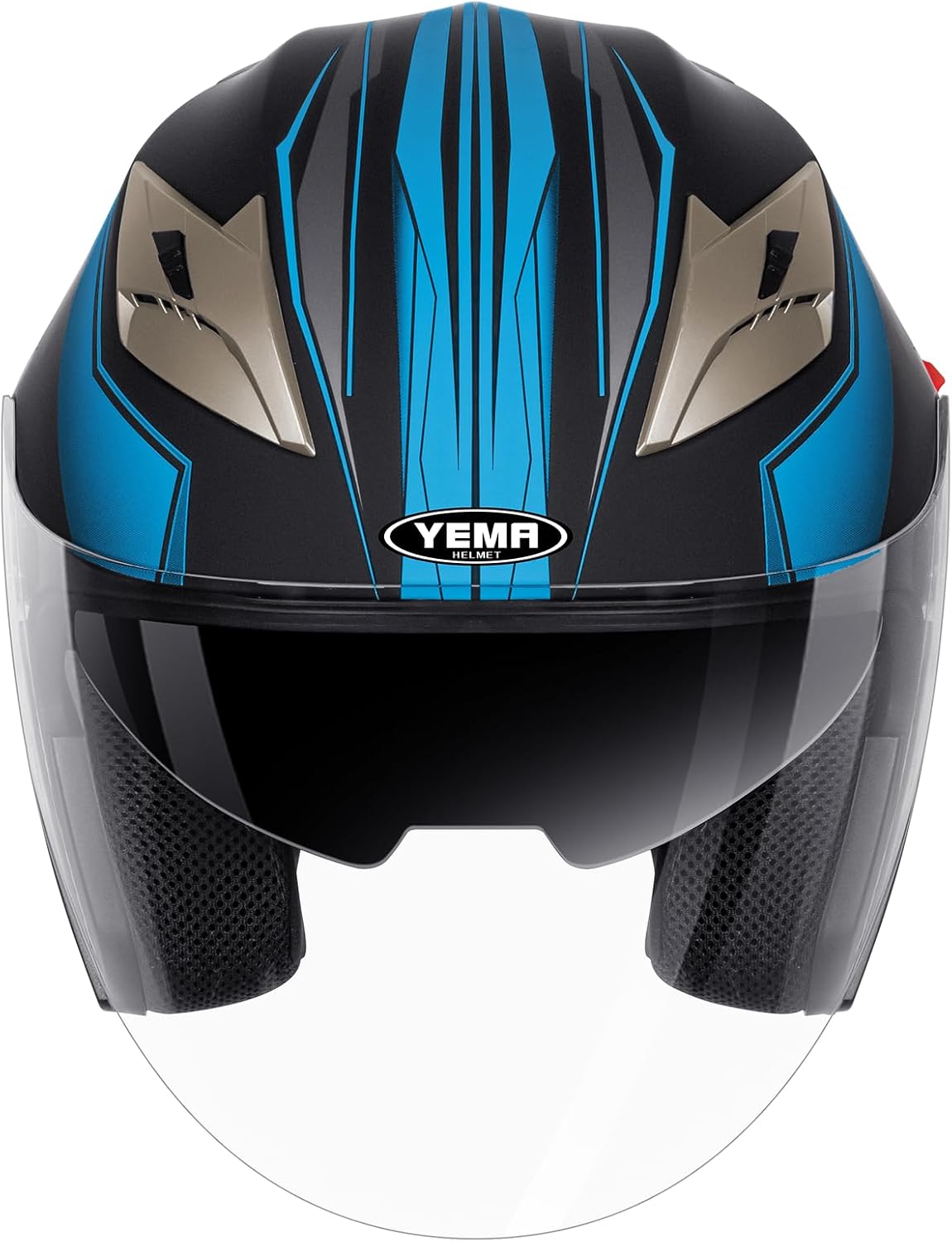 YEMA Open Face Motorcycle Helmets, DOT Approved 3/4 Moped Helmet Dual Visor Quick Release Buckle, Helmets for Adults Motorcycle Men Women Helmets for Moped Scooter Streey