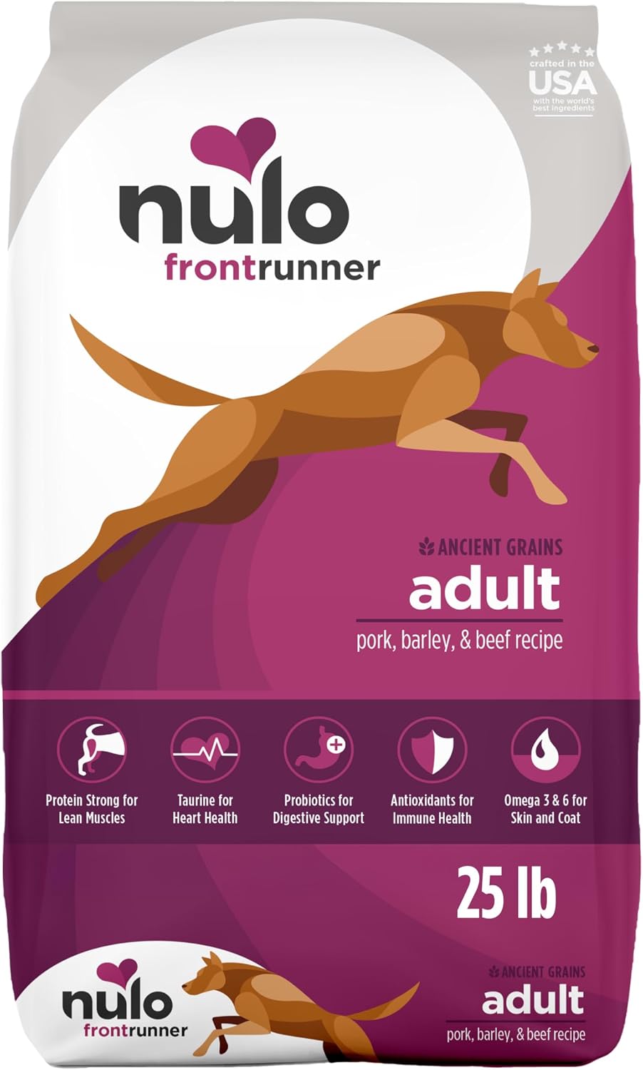 Nulo Frontrunner Dry Dog Food - Adult High-Protein Beef, Barley & Lamb Recipe, Natural Kibble with Ancient Grains, Probiotics, Taurine