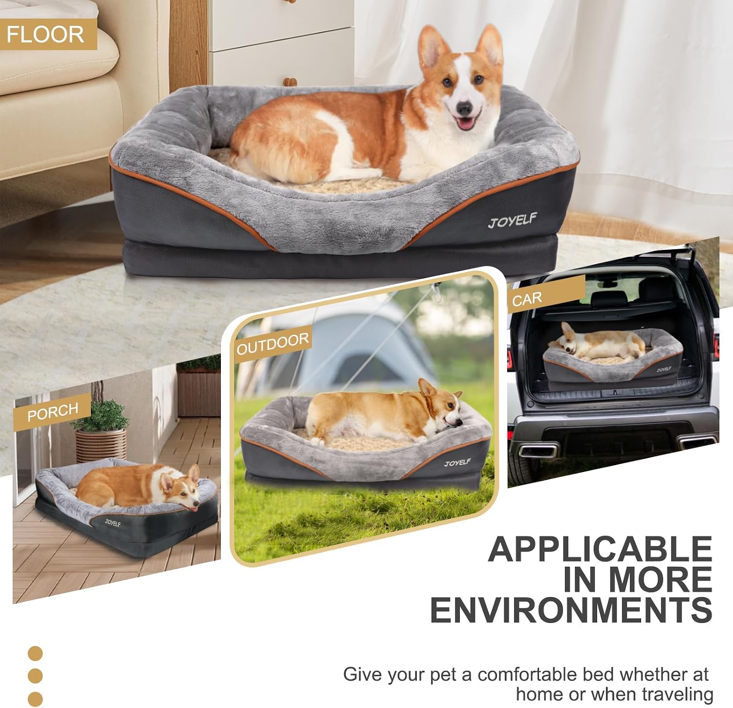 JOYELF Large Memory Foam Dog Bed, Orthopedic Dog Bed & Sofa with Removable Washable Cover and Squeaker Toy as Gift