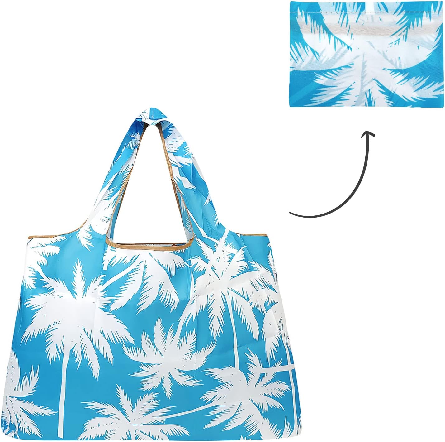 allydrew Large Foldable Tote Nylon Reusable Grocery Bags, Gray Ferns