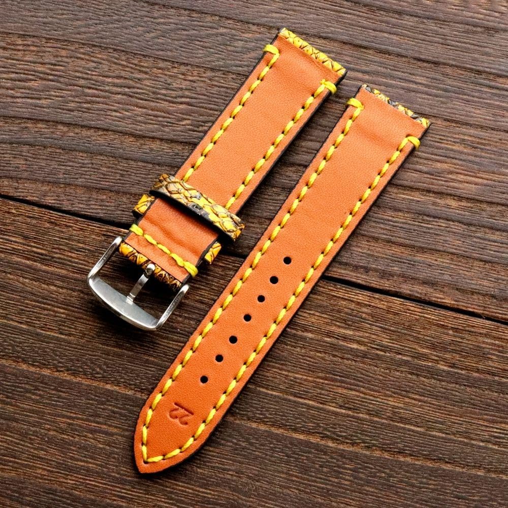 Moran Genuine Leather Watch Band 18mm 19mm 20mm 21mm 22mm 23mm 24mm Calf Grain Watch Strap for Men and Women 18mm Black-Silver Buckle