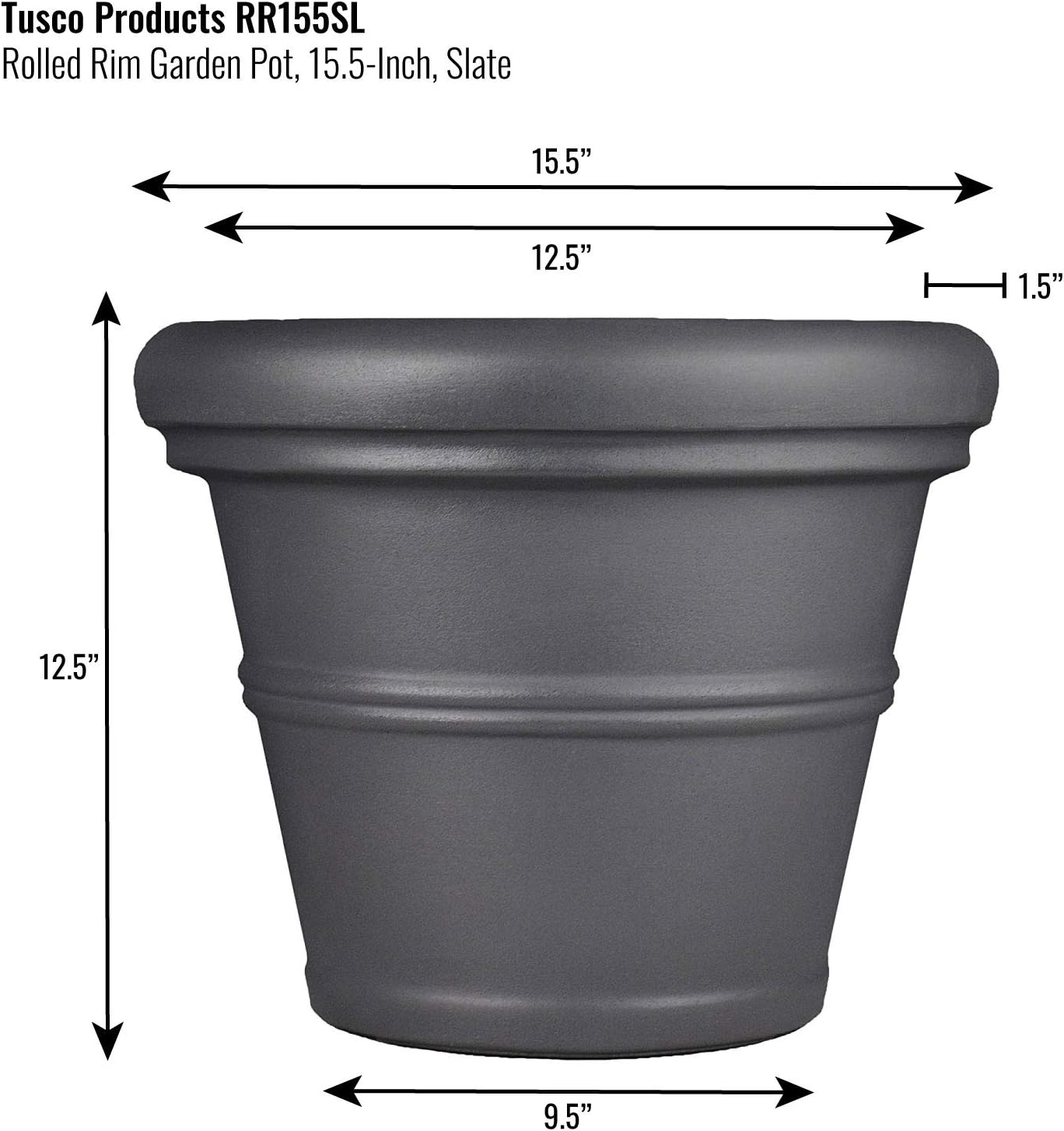 Tusco Products T30 Rolled Rim Pot, Round, Terra Cotta, 30-Inch