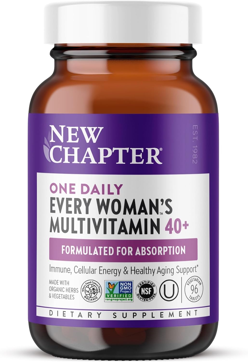 New Chapter Every Woman’s One Daily 40+ - Multivitamin for Women - Supports Immune, Bone, Hormone & Cellular Energy Health* - Non-GMO, Gluten Free, Dairy Free, Vegetarian & Kosher - 96 Tablets