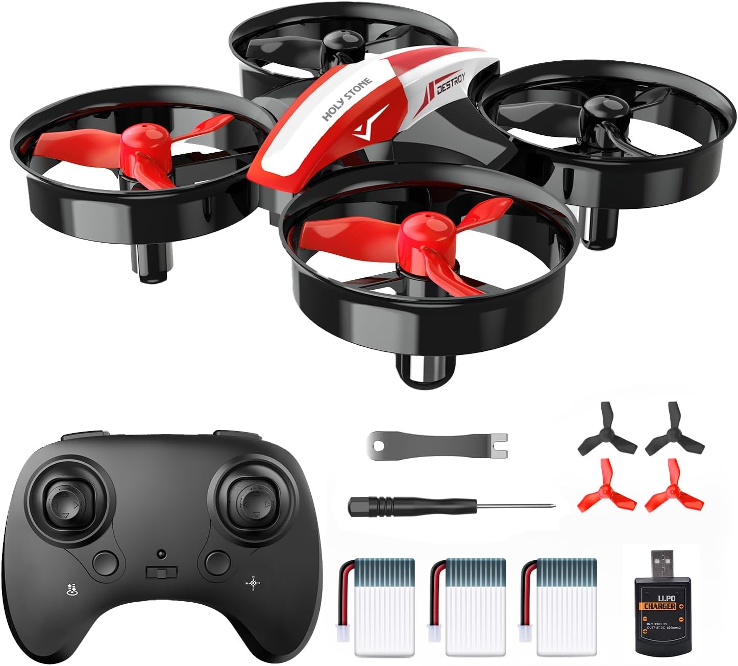 Holy Stone Mini Drone for Kids and Beginners RC Nano Quadcopter Indoor Small Helicopter Plane with Auto Hovering, 3D Flips, Headless Mode and 3 Batteries, Great Gift Toy for Boys and Girls, HS210 Blue
