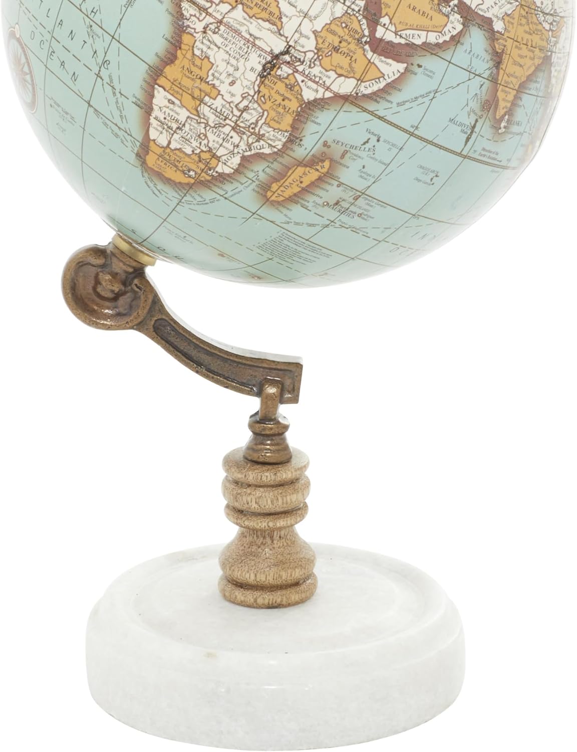 Deco 79 Marble Globe with Marble Base, 7" x 7" x 11", Teal | Educational/Geographic Earth World Map Decorative World Globe With Marble Base World Globe