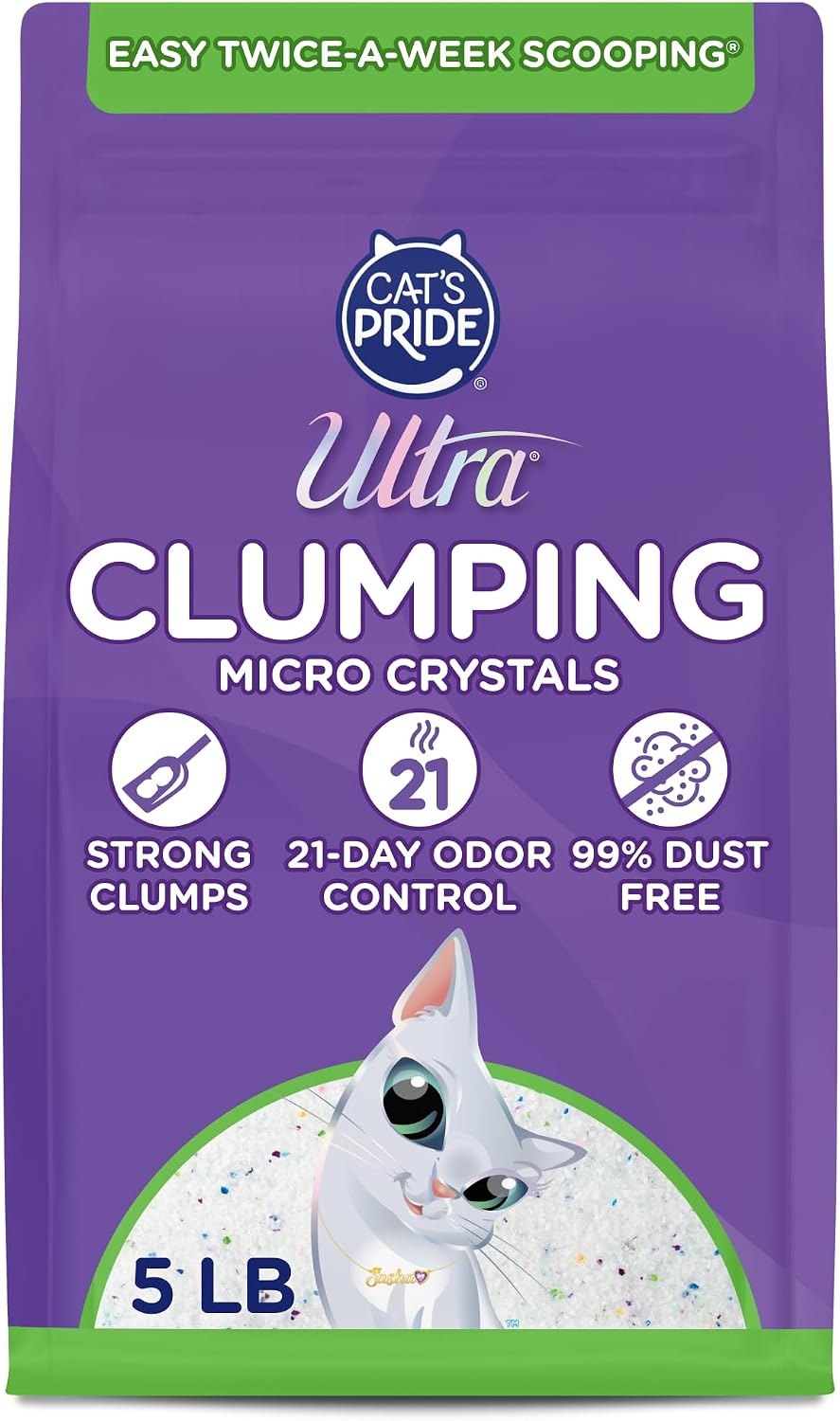 Ultra by Cat's Pride Clumping Micro Crystals Litter, Fragrance Free, 5lb