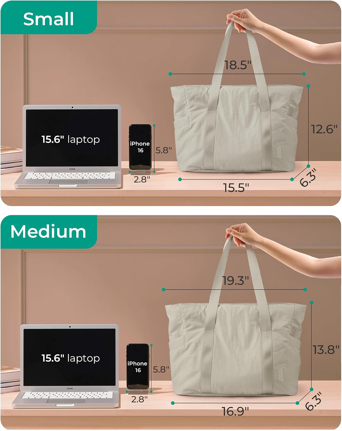BAGSMART Gym Tote Bag for Women, 24L/28L Travel Tote Yoga Mat Bag