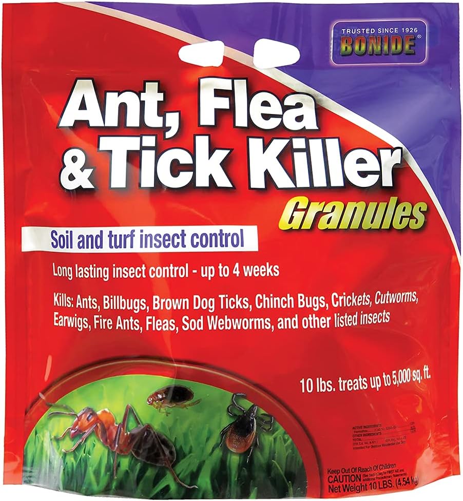 Bonide Ant, Flea & Tick Killer Granules, 10 lbs. Ready-to-Use Pellets for Long Lasting Bug Control in Lawn and Garden