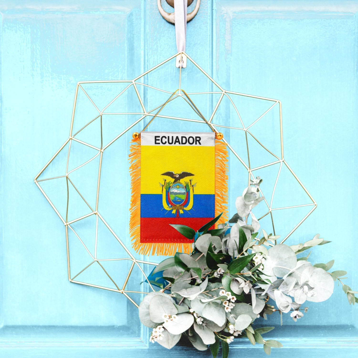 Anley 4 X 6 Inch Nicaragua Fringy Window Hanging Flag - Mini Banner & Car Rearview Mirror Décor - Fringed Nicaraguan Hanging Flag with Suction Cup