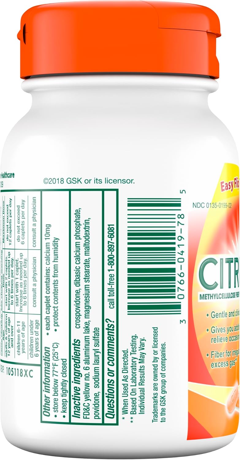 Citrucel Powder Fiber Therapy for Occasional Constipation Relief, 16.9 oz | Sugar Free, Methylcellulose Fiber Therapy for Irregularity That Won't Cause Gas, Orange Flavor