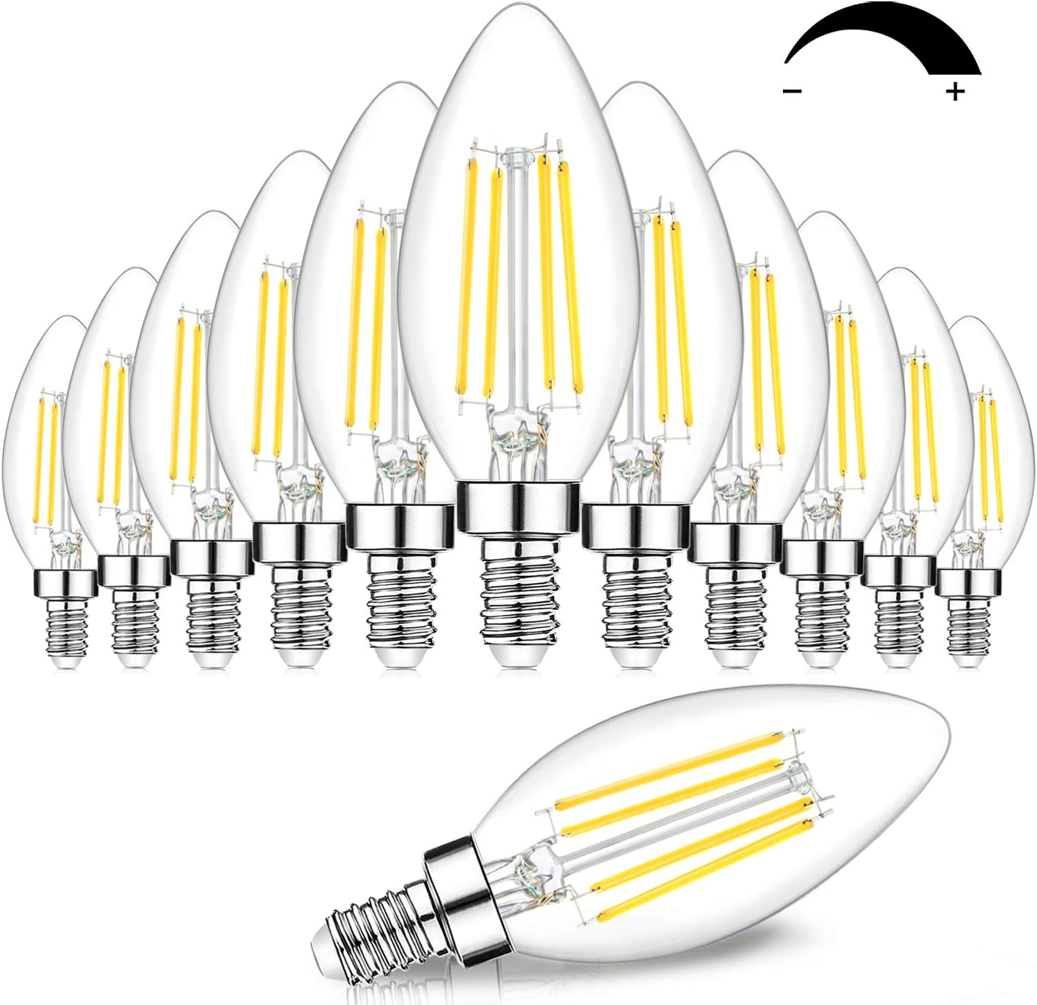 BesLowe 12-Pack Dimmable E12 LED Candelabra Bulbs 60W Equivalent, 2700K