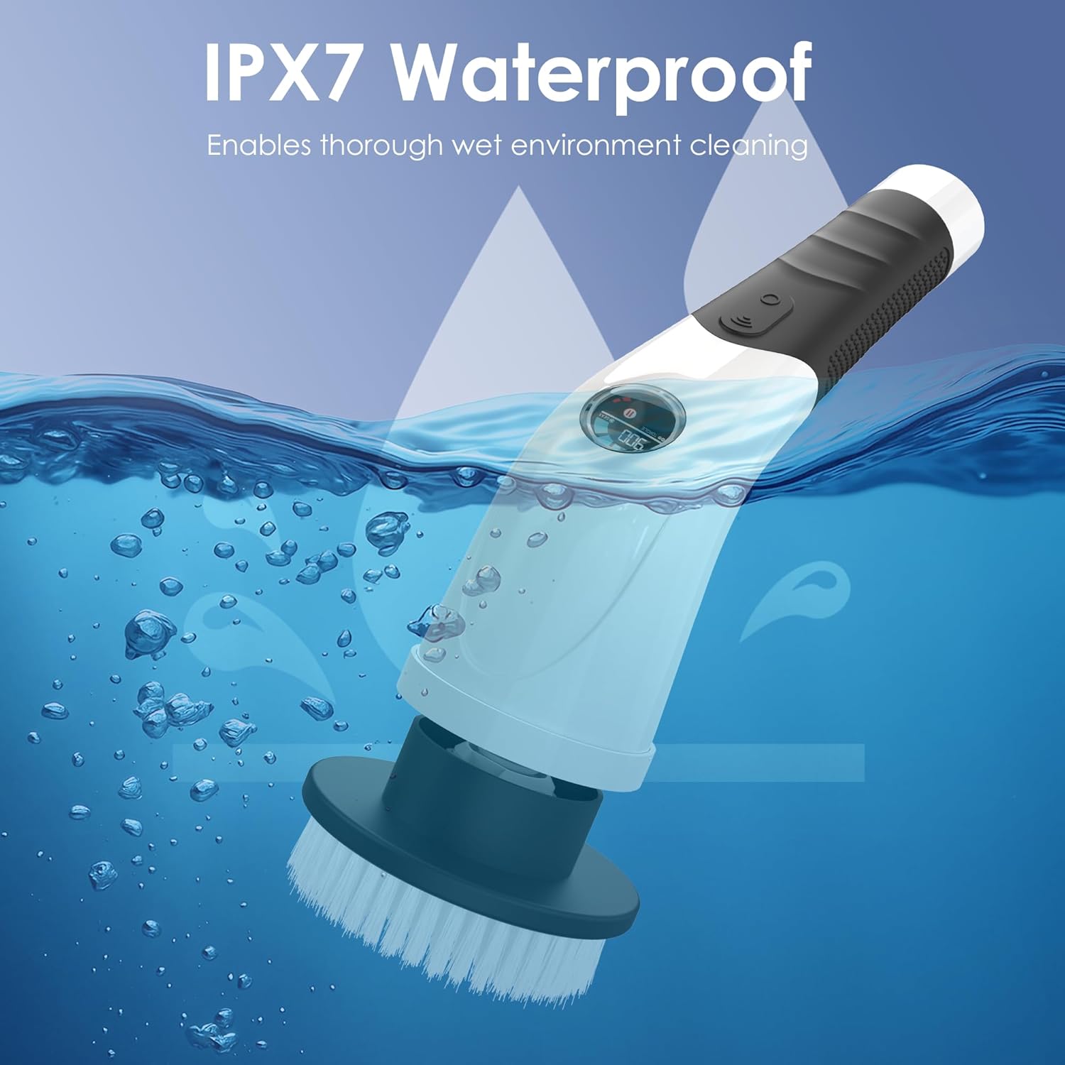 Cordless Electric Spin Scrubber, IPX7 Waterproof Rechargeable Power Cleaning Brush with 4000mAh Battery, 210min Runtime, 7 Brush Heads