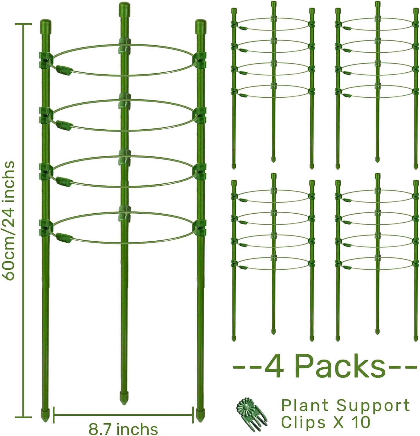 Legigo 3 Packs Plant Support Cages Tomato Cage for Garden- 18 Inch Adjustable Garden Cucumber Trellis Plant Stakes
