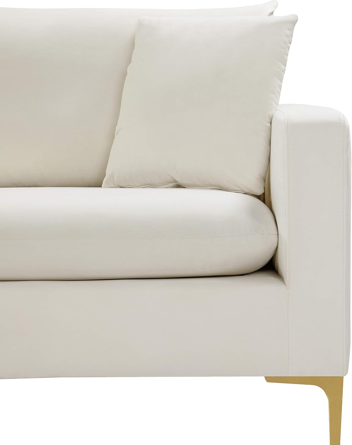 Meridian Furniture Naomi Collection Modern | Contemporary Grey Velvet Upholstered Loveseat with Stainless Steel Base in a Rich Gold or Chrome Finish, 633Grey-L