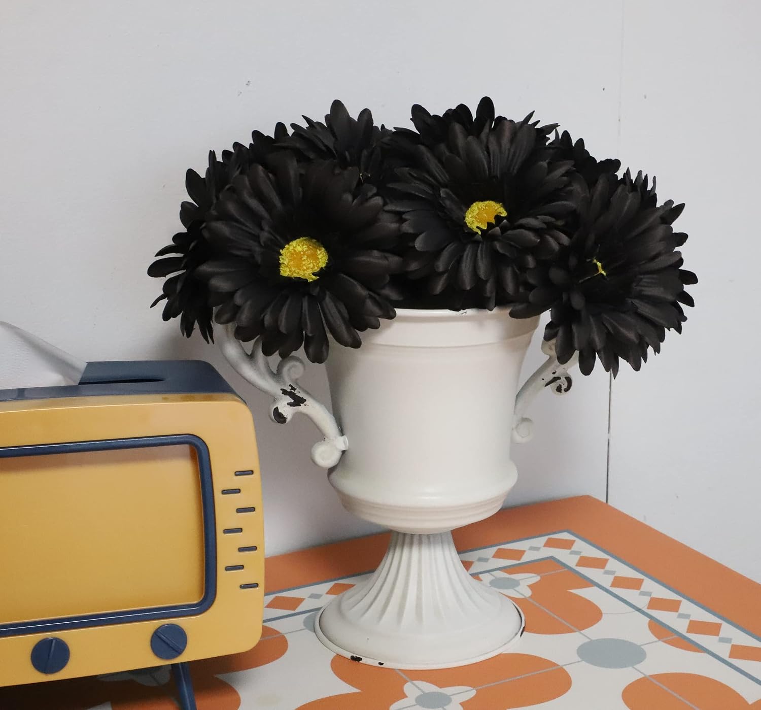 TOPIA Artificial African Daisies Flowers African Daisy Silk Flowers Artificial Gerbera Daisies Pack of 10 (Yellow)