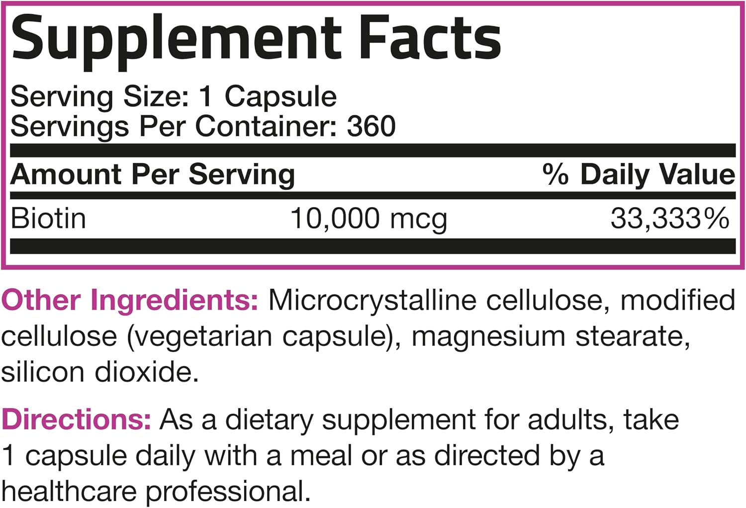 Bronson Ultra Biotin 10,000 Mcg Hair Skin and Nails Supplement, Non-GMO, 120 Vegetarian Capsules